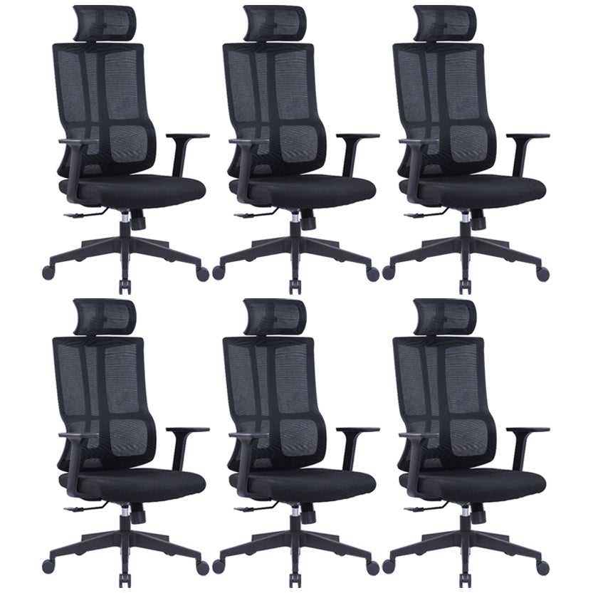 High Back Mesh Desk Chair Modern Slide Office Chair with Wheels Black 6 Piece Set With Headrest Clearhalo 'furn' 'furn_office_chair' 'Furniture' 'furniture_office_chair' 'Office Chairs' 'Office Furniture' 'office_chair' 4993177