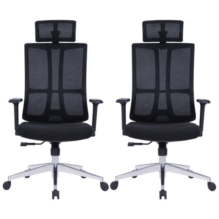 High Back Mesh Desk Chair Modern Slide Office Chair with Wheels Black-Silver 2 Piece Set With Headrest Clearhalo 'furn' 'furn_office_chair' 'Furniture' 'furniture_office_chair' 'Office Chairs' 'Office Furniture' 'office_chair' 4993181