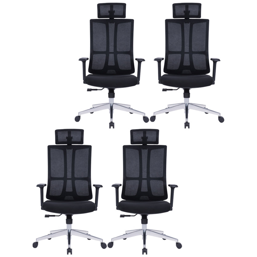 High Back Mesh Desk Chair Modern Slide Office Chair with Wheels Black-Silver 4 Piece Set With Headrest Clearhalo 'furn' 'furn_office_chair' 'Furniture' 'furniture_office_chair' 'Office Chairs' 'Office Furniture' 'office_chair' 4993183