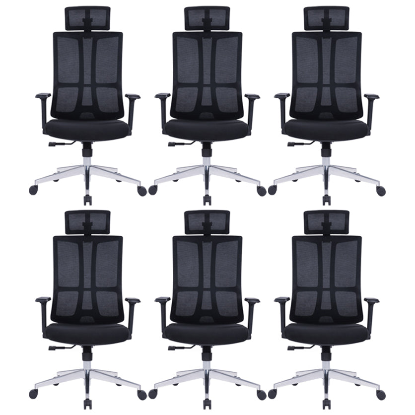 High Back Mesh Desk Chair Modern Slide Office Chair with Wheels Black-Silver 6 Piece Set With Headrest Clearhalo 'furn' 'furn_office_chair' 'Furniture' 'furniture_office_chair' 'Office Chairs' 'Office Furniture' 'office_chair' 4993184