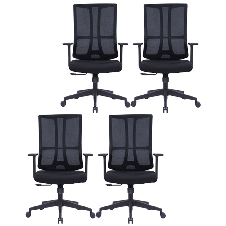 High Back Mesh Desk Chair Modern Slide Office Chair with Wheels Black 4 Piece Set Without Headrest Clearhalo 'furn' 'furn_office_chair' 'Furniture' 'furniture_office_chair' 'Office Chairs' 'Office Furniture' 'office_chair' 4993186