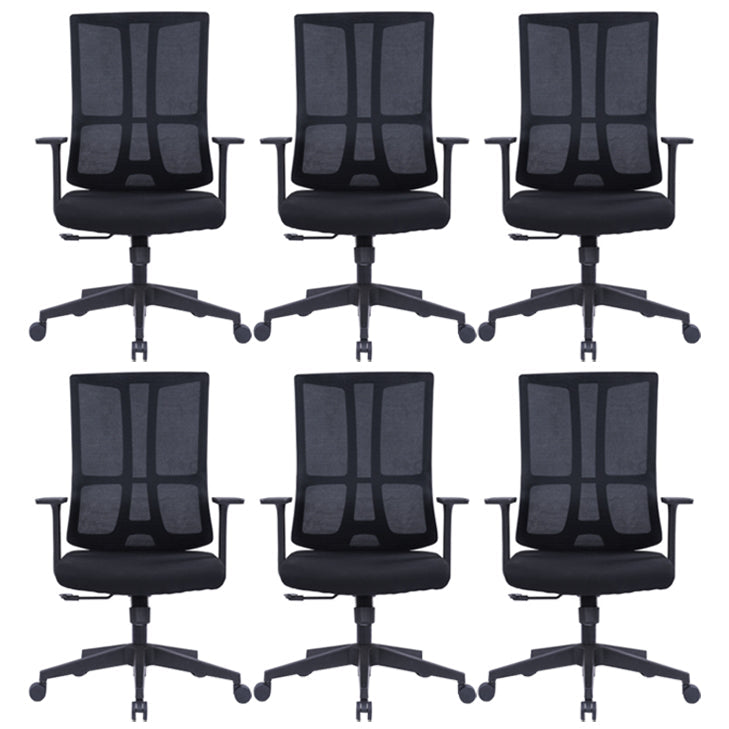 High Back Mesh Desk Chair Modern Slide Office Chair with Wheels Black 6 Piece Set Without Headrest Clearhalo 'furn' 'furn_office_chair' 'Furniture' 'furniture_office_chair' 'Office Chairs' 'Office Furniture' 'office_chair' 4993187