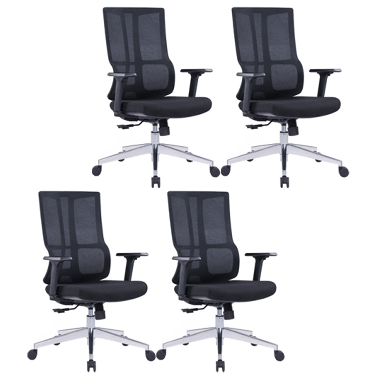 High Back Mesh Desk Chair Modern Slide Office Chair with Wheels Black-Silver 4 Piece Set Without Headrest Clearhalo 'furn' 'furn_office_chair' 'Furniture' 'furniture_office_chair' 'Office Chairs' 'Office Furniture' 'office_chair' 4993189