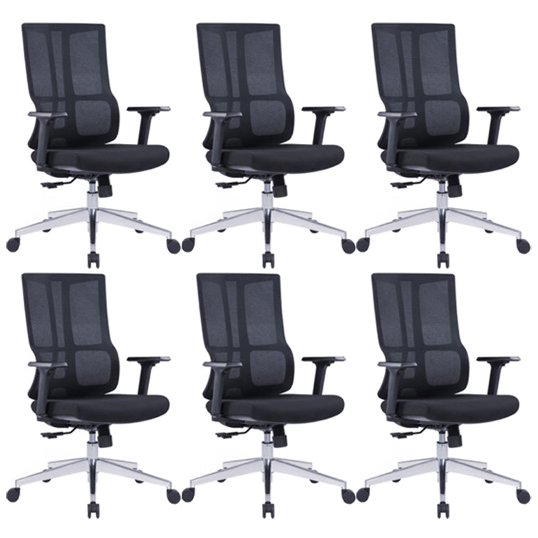 High Back Mesh Desk Chair Modern Slide Office Chair with Wheels Black-Silver 6 Piece Set Without Headrest Clearhalo 'furn' 'furn_office_chair' 'Furniture' 'furniture_office_chair' 'Office Chairs' 'Office Furniture' 'office_chair' 4993190