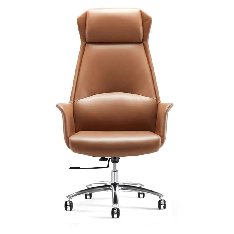Modern Leather Executive Chair Ergonomic Adjustable Swivel Office Chair With Headrest Clearhalo 'furn' 'furn_office_chair' 'Furniture' 'furniture_office_chair' 'Office Chairs' 'Office Furniture' 'office_chair' 4993217