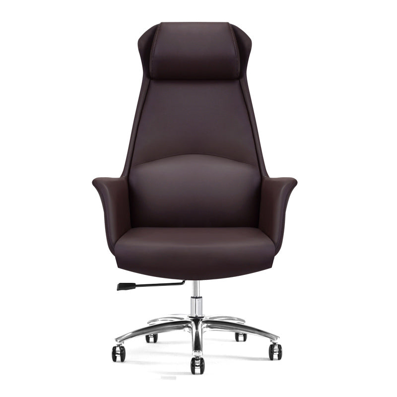 Modern Leather Executive Chair Ergonomic Adjustable Swivel Office Chair Tan With Headrest Clearhalo 'furn' 'furn_office_chair' 'Furniture' 'furniture_office_chair' 'Office Chairs' 'Office Furniture' 'office_chair' 4993220