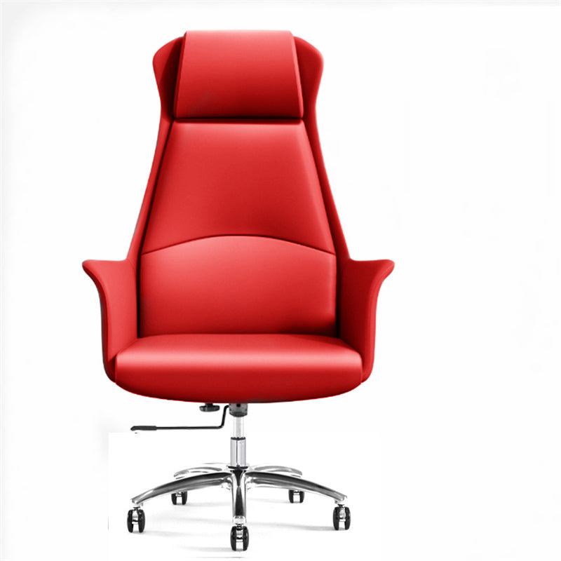 Modern Leather Executive Chair Ergonomic Adjustable Swivel Office Chair Clearhalo 'furn' 'furn_office_chair' 'Furniture' 'furniture_office_chair' 'Office Chairs' 'Office Furniture' 'office_chair' 4993221