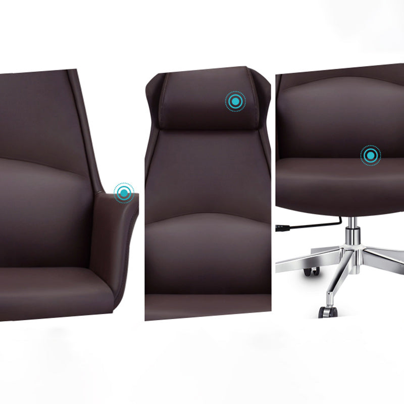 Modern Leather Executive Chair Ergonomic Adjustable Swivel Office Chair Clearhalo 'furn' 'furn_office_chair' 'Furniture' 'furniture_office_chair' 'Office Chairs' 'Office Furniture' 'office_chair' 4993223