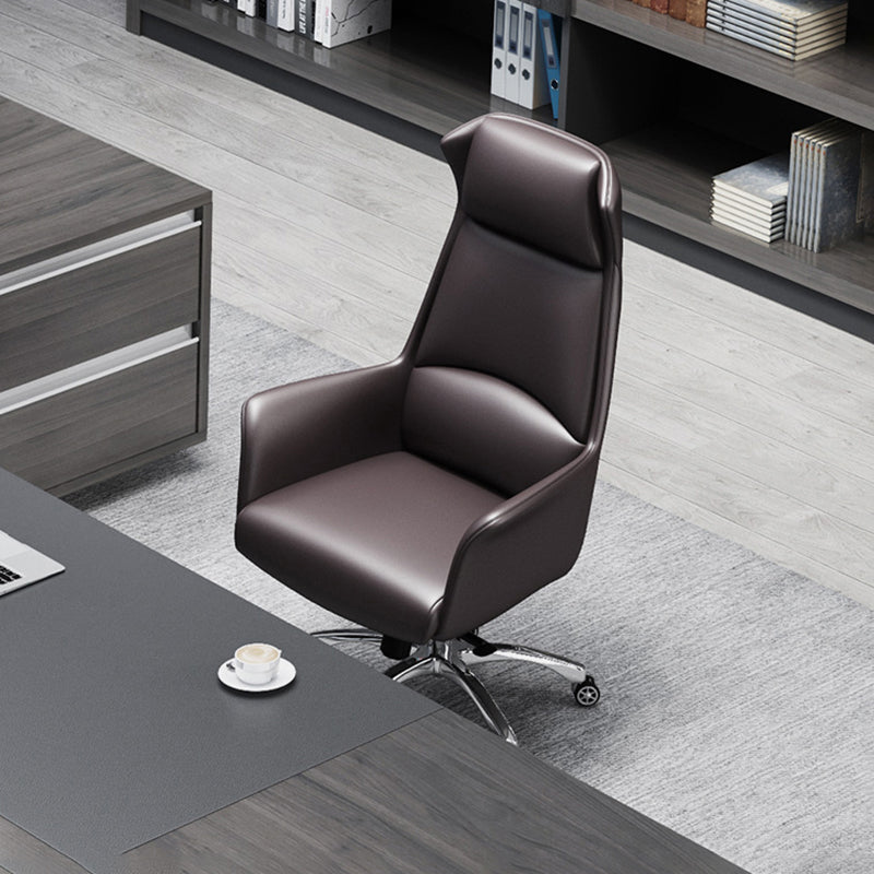 Modern Leather Executive Chair Ergonomic Adjustable Swivel Office Chair Clearhalo 'furn' 'furn_office_chair' 'Furniture' 'furniture_office_chair' 'Office Chairs' 'Office Furniture' 'office_chair' 4993232