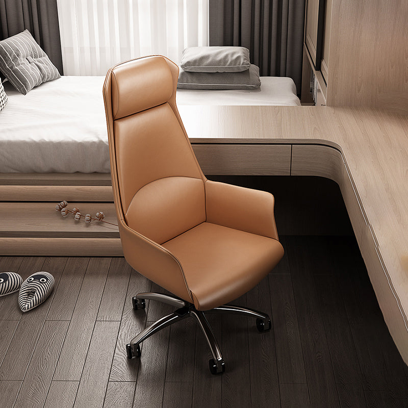 Modern Leather Executive Chair Ergonomic Adjustable Swivel Office Chair Clearhalo 'furn' 'furn_office_chair' 'Furniture' 'furniture_office_chair' 'Office Chairs' 'Office Furniture' 'office_chair' 4993233