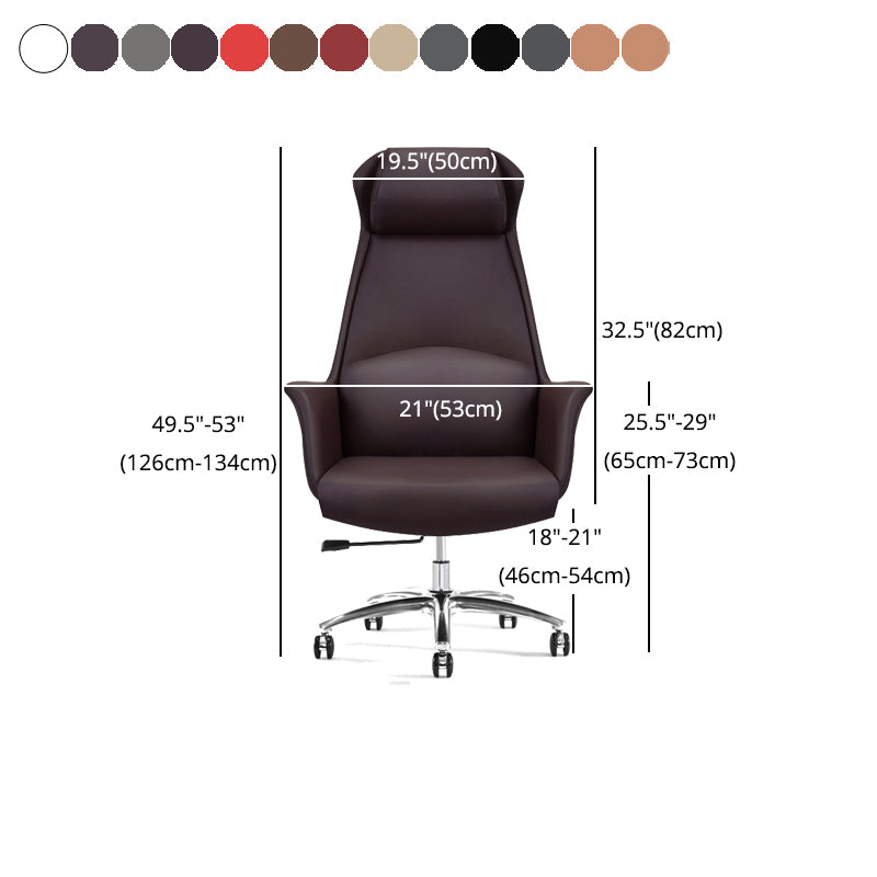 Modern Leather Executive Chair Ergonomic Adjustable Swivel Office Chair Clearhalo 'furn' 'furn_office_chair' 'Furniture' 'furniture_office_chair' 'Office Chairs' 'Office Furniture' 'office_chair' 4993239