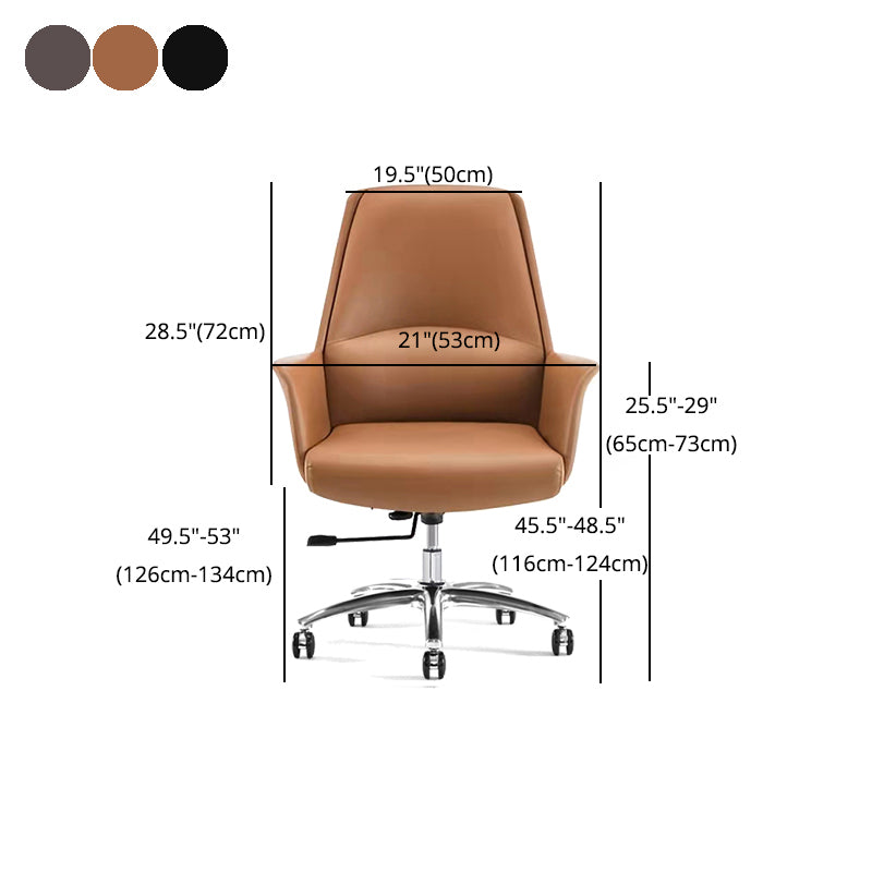Modern Leather Executive Chair Ergonomic Adjustable Swivel Office Chair Clearhalo 'furn' 'furn_office_chair' 'Furniture' 'furniture_office_chair' 'Office Chairs' 'Office Furniture' 'office_chair' 4993240