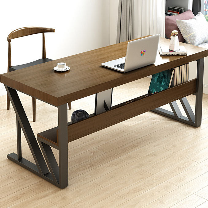 Industrial Style Office Desk Rectangular Wooden Home Writing Desk 78.7"L x 31.5"W x 29.5"H Clearhalo 'furn' 'furn_office_desk' 'Furniture' 'furniture_office_desk' 'Office Desks' 'Office Furniture' 'office_desk' 4993243