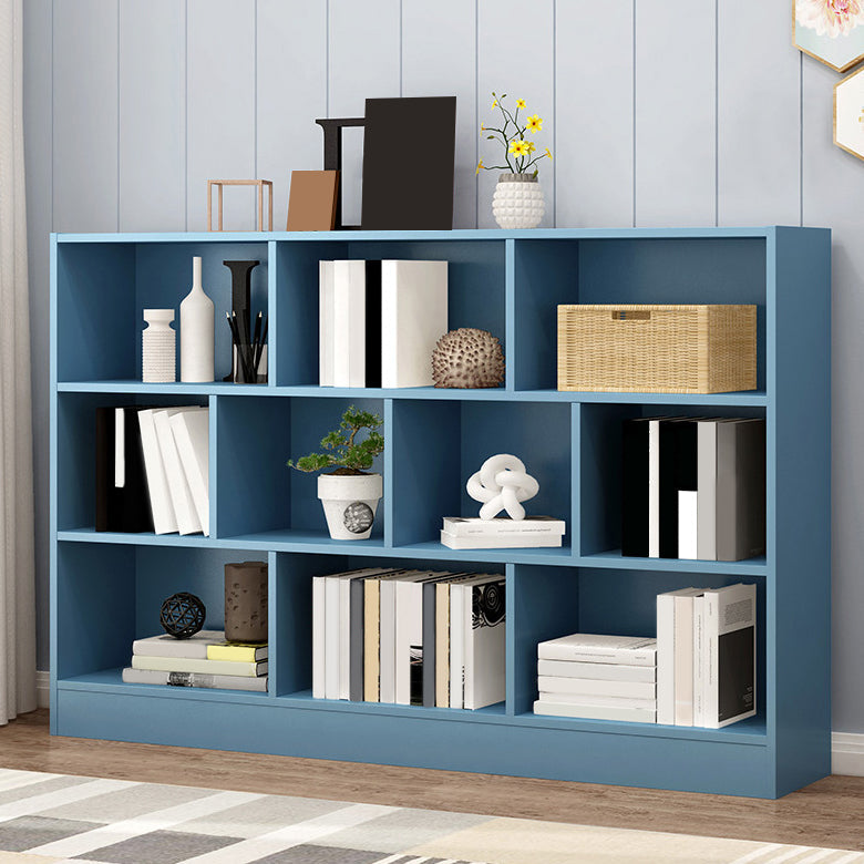 Wood Standard Bookshelf Contemporary Style Bookcase for Living Room 55"L x 9"W x 41"H Blue Clearhalo 'Bookcases' 'furn' 'furn_bookcases' 'Furniture' 'furniture_bookcases' 'Office Furniture' 4993305