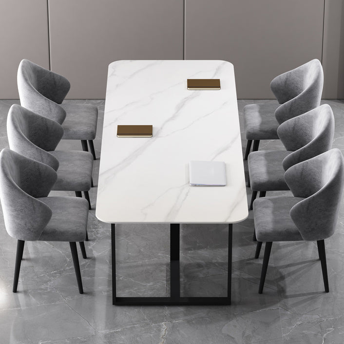 Sintered Stone Meeting Table Industrial Working Table for Office White Clearhalo 'furn' 'furn_office_desk' 'Furniture' 'furniture_office_desk' 'Office Desks' 'Office Furniture' 'office_desk' 4993330