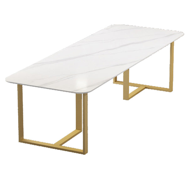 Sintered Stone Meeting Table Industrial Working Table for Office White-Gold Clearhalo 'furn' 'furn_office_desk' 'Furniture' 'furniture_office_desk' 'Office Desks' 'Office Furniture' 'office_desk' 4993331