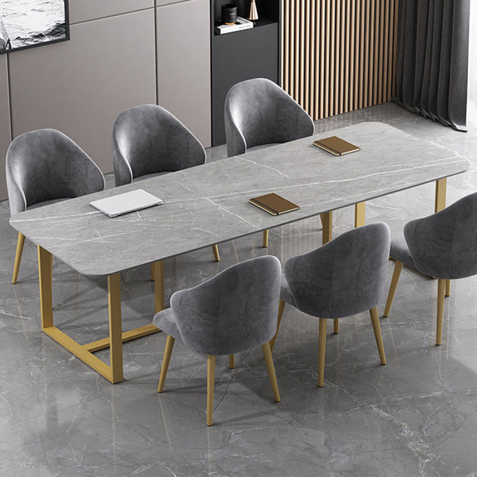 Sintered Stone Meeting Table Industrial Working Table for Office Gray-Gold Clearhalo 'furn' 'furn_office_desk' 'Furniture' 'furniture_office_desk' 'Office Desks' 'Office Furniture' 'office_desk' 4993334