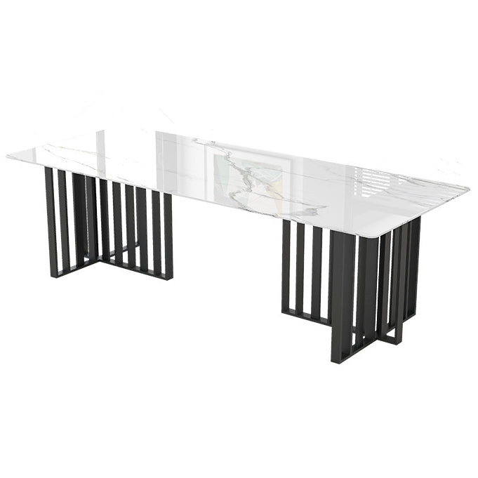 Rectangle Meeting Table Industrial Style Office Desk with Seld Base White Clearhalo 'furn' 'furn_office_desk' 'Furniture' 'furniture_office_desk' 'Office Desks' 'Office Furniture' 'office_desk' 4993347