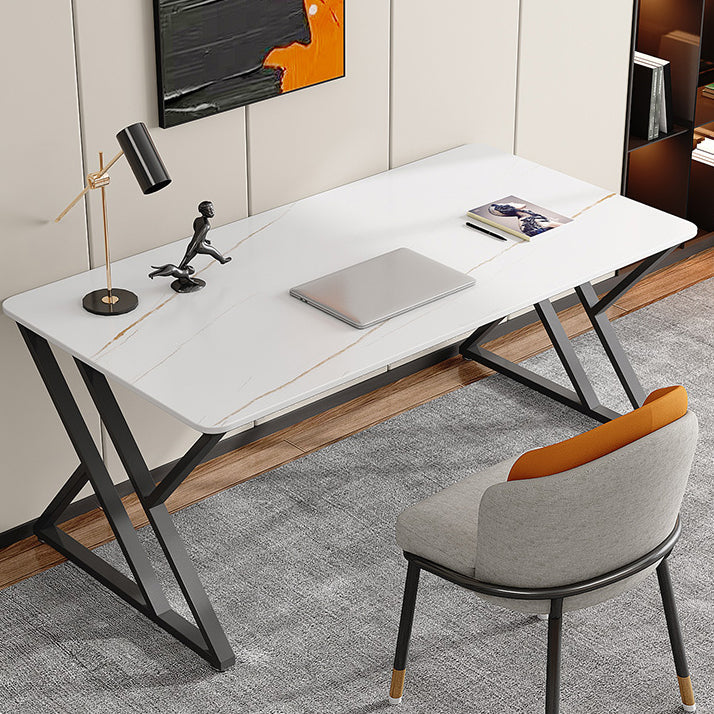 Sintered Stone Working Table Modern Rectangle Office Desk for Office 51.2"L x 27.6"W x 29.5"H White Clearhalo 'furn' 'furn_office_desk' 'Furniture' 'furniture_office_desk' 'Office Desks' 'Office Furniture' 'office_desk' 4993364