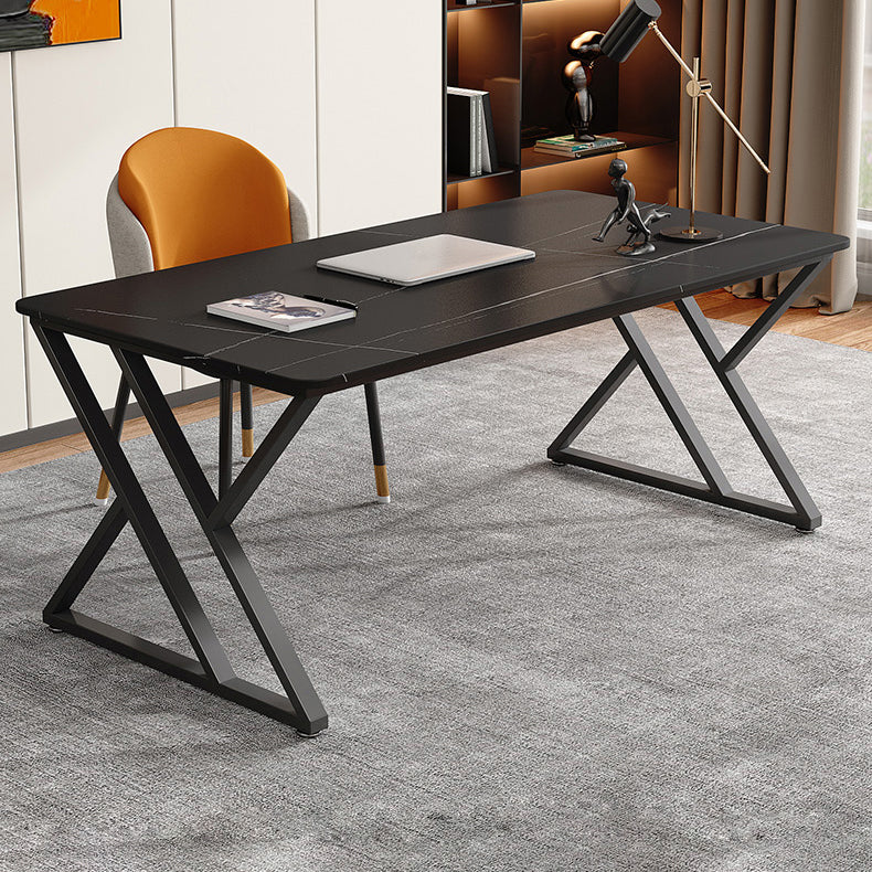 Sintered Stone Working Table Modern Rectangle Office Desk for Office 51.2"L x 27.6"W x 29.5"H Black Clearhalo 'furn' 'furn_office_desk' 'Furniture' 'furniture_office_desk' 'Office Desks' 'Office Furniture' 'office_desk' 4993370