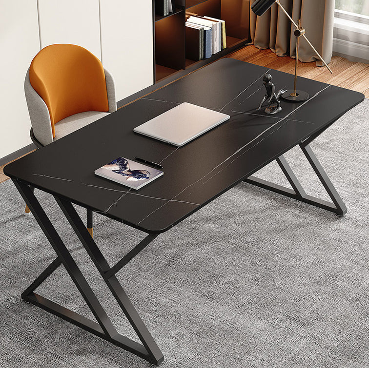 Sintered Stone Working Table Modern Rectangle Office Desk for Office 47.2"L x 27.6"W x 29.5"H Black Clearhalo 'furn' 'furn_office_desk' 'Furniture' 'furniture_office_desk' 'Office Desks' 'Office Furniture' 'office_desk' 4993371