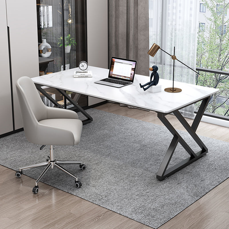 Sintered Stone Home Working Table Modern Rectangle Office Table 55.1"L x 27.6"W x 29.5"H White Clearhalo 'furn' 'furn_office_desk' 'Furniture' 'furniture_office_desk' 'Office Desks' 'Office Furniture' 'office_desk' 4993427