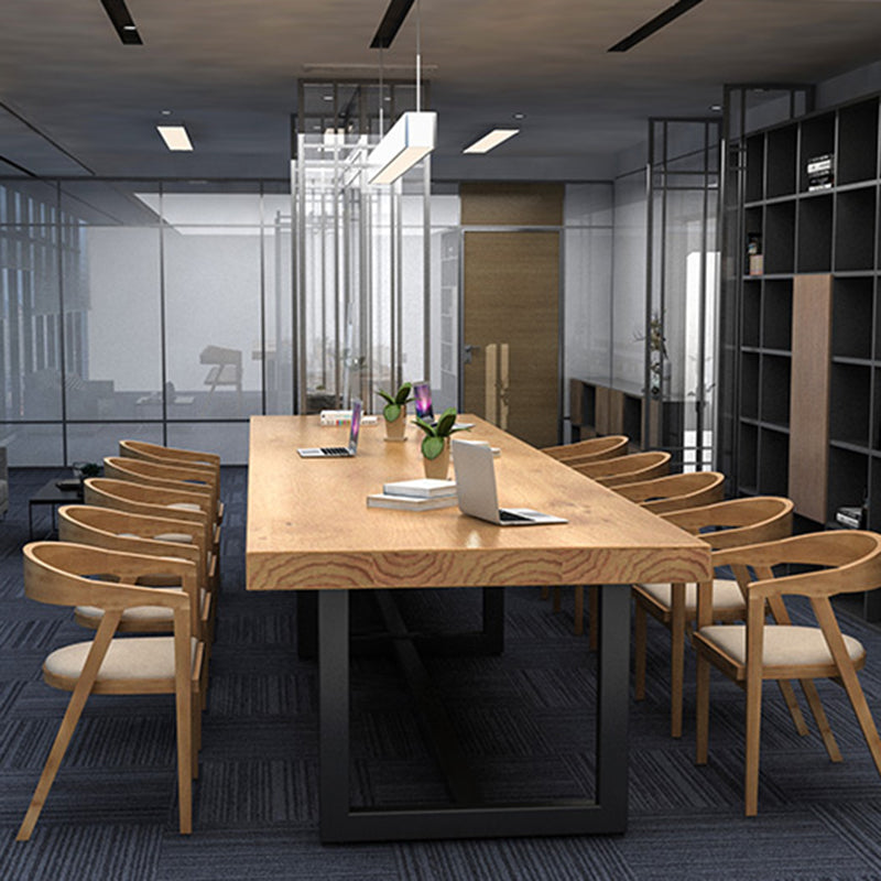 Solid Wood Home Meeting Desk Industrial Rectangle Office Fixed Table Clearhalo 'furn' 'furn_office_desk' 'Furniture' 'furniture_office_desk' 'Office Desks' 'Office Furniture' 'office_desk' 4993467