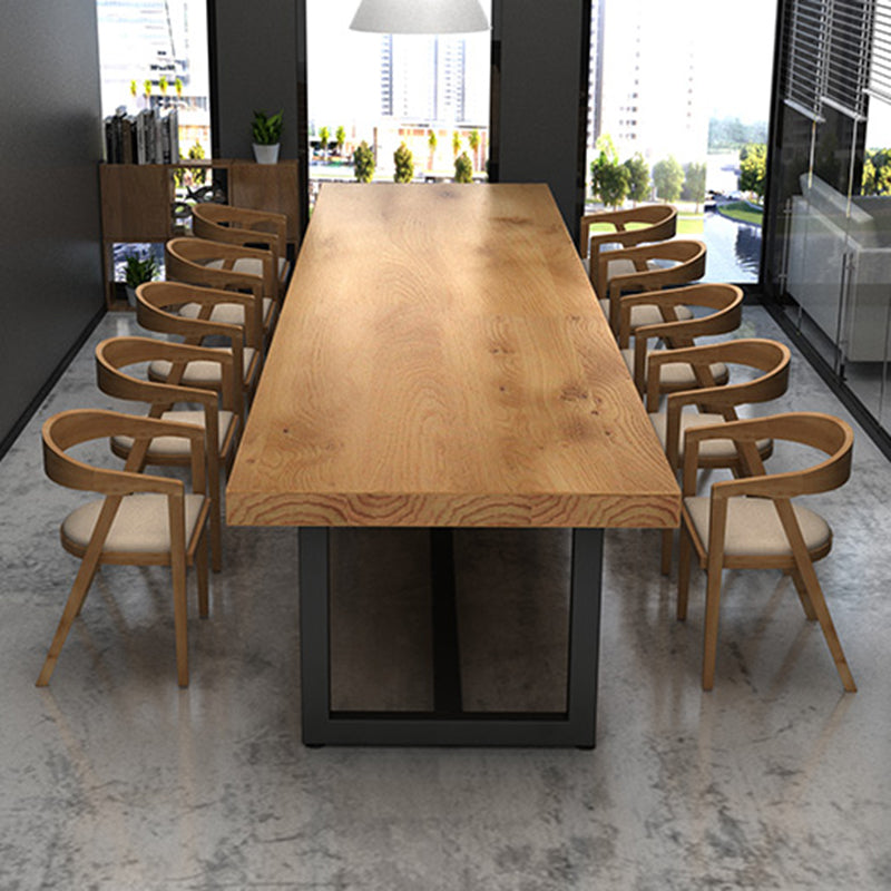 Solid Wood Home Meeting Desk Industrial Rectangle Office Fixed Table Clearhalo 'furn' 'furn_office_desk' 'Furniture' 'furniture_office_desk' 'Office Desks' 'Office Furniture' 'office_desk' 4993469