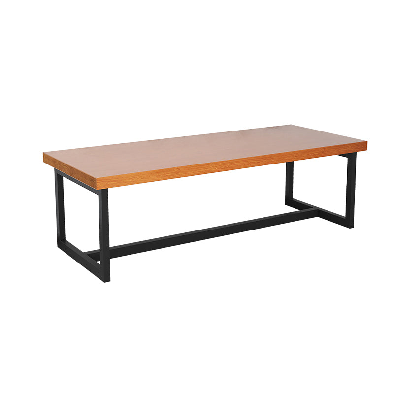 Rectangle Meeting Table Industrial Office Desk with Trestle Base Walnut Clearhalo 'furn' 'furn_office_desk' 'Furniture' 'furniture_office_desk' 'Office Desks' 'Office Furniture' 'office_desk' 4993483