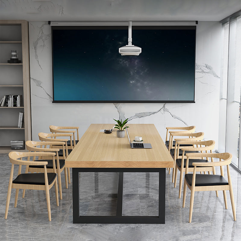 Rectangle Meeting Table Industrial Office Desk with Trestle Base Clearhalo 'furn' 'furn_office_desk' 'Furniture' 'furniture_office_desk' 'Office Desks' 'Office Furniture' 'office_desk' 4993490