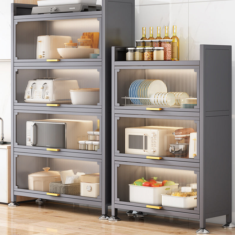 Modern Style Kitchen Server Glass Doors Metal Frame Server for Living Room Clearhalo 'buffet_sideboard' 'Buffets & Sideboards' 'furn' 'furn_buffet_sideboard' 'Furniture' 'furniture_buffet_sideboard' 'Kitchen & Dining Furniture' 4993504