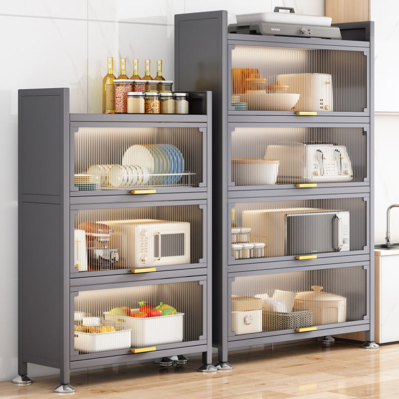 Modern Style Kitchen Server Glass Doors Metal Frame Server for Living Room Clearhalo 'buffet_sideboard' 'Buffets & Sideboards' 'furn' 'furn_buffet_sideboard' 'Furniture' 'furniture_buffet_sideboard' 'Kitchen & Dining Furniture' 4993506