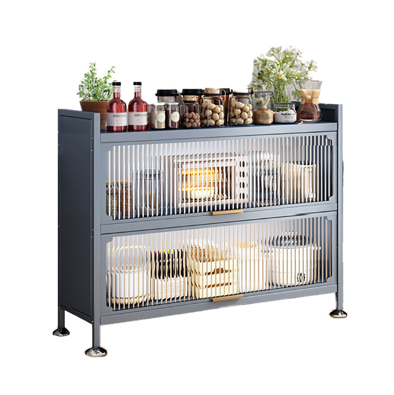 Modern Style Kitchen Server Glass Doors Metal Frame Server for Living Room 33"L x 14"W x 31"H Clearhalo 'buffet_sideboard' 'Buffets & Sideboards' 'furn' 'furn_buffet_sideboard' 'Furniture' 'furniture_buffet_sideboard' 'Kitchen & Dining Furniture' 4993514
