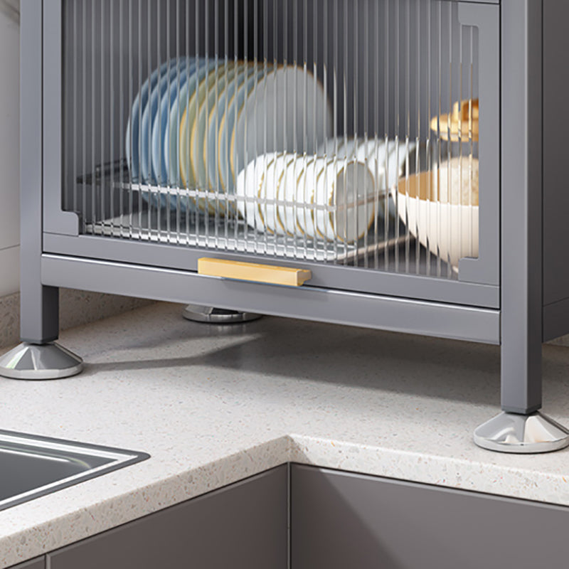 Modern Style Kitchen Server Glass Doors Metal Frame Server for Living Room Clearhalo 'buffet_sideboard' 'Buffets & Sideboards' 'furn' 'furn_buffet_sideboard' 'Furniture' 'furniture_buffet_sideboard' 'Kitchen & Dining Furniture' 4993516