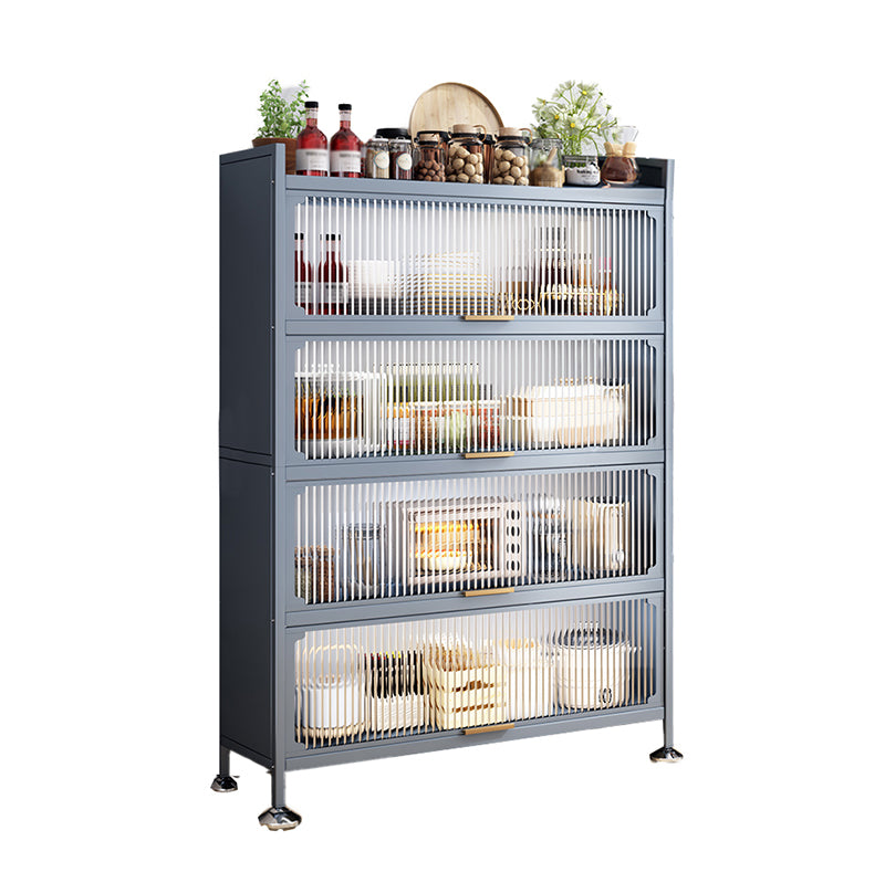 Modern Style Kitchen Server Glass Doors Metal Frame Server for Living Room 33"L x 14"W x 57"H Clearhalo 'buffet_sideboard' 'Buffets & Sideboards' 'furn' 'furn_buffet_sideboard' 'Furniture' 'furniture_buffet_sideboard' 'Kitchen & Dining Furniture' 4993517