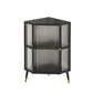 Modern Style Kitchen Server Glass Door Metal Frame Dining Server for Living Room 15.7"L x 15.7"W x 29.5"H Black Clearhalo 'buffet_sideboard' 'Buffets & Sideboards' 'furn' 'furn_buffet_sideboard' 'Furniture' 'furniture_buffet_sideboard' 'Kitchen & Dining Furniture' 4993529