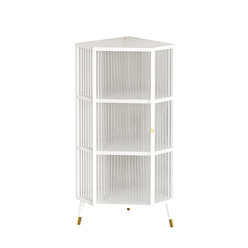 Modern Style Kitchen Server Glass Door Metal Frame Dining Server for Living Room 16"L x 16"W x 41"H White Clearhalo 'buffet_sideboard' 'Buffets & Sideboards' 'furn' 'furn_buffet_sideboard' 'Furniture' 'furniture_buffet_sideboard' 'Kitchen & Dining Furniture' 4993533