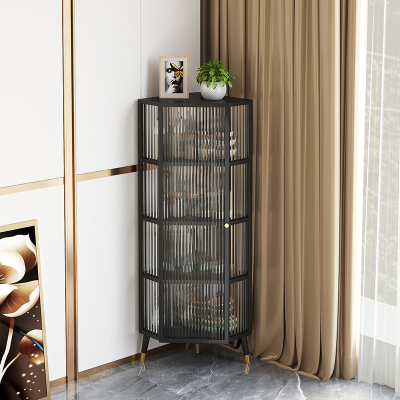 Modern Style Kitchen Server Glass Door Metal Frame Dining Server for Living Room Clearhalo 'buffet_sideboard' 'Buffets & Sideboards' 'furn' 'furn_buffet_sideboard' 'Furniture' 'furniture_buffet_sideboard' 'Kitchen & Dining Furniture' 4993534