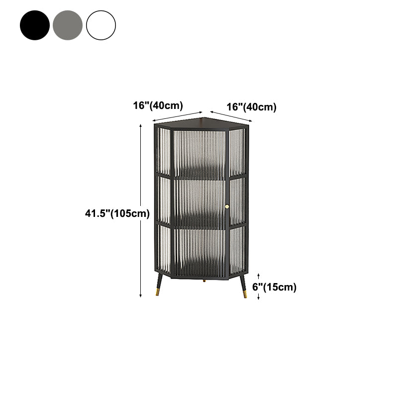 Modern Style Kitchen Server Glass Door Metal Frame Dining Server for Living Room Clearhalo 'buffet_sideboard' 'Buffets & Sideboards' 'furn' 'furn_buffet_sideboard' 'Furniture' 'furniture_buffet_sideboard' 'Kitchen & Dining Furniture' 4993550
