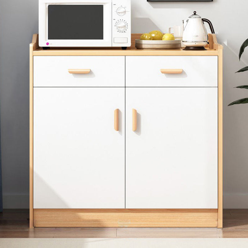 Artificial Wood Kitchen Sideboard Cabinet Modern Credenza with Drawers and Storage 31"L x 14"W x 39"H Natural Wood White Clearhalo 'buffet_sideboard' 'Buffets & Sideboards' 'furn' 'furn_buffet_sideboard' 'Furniture' 'furniture_buffet_sideboard' 'Kitchen & Dining Furniture' 4993555