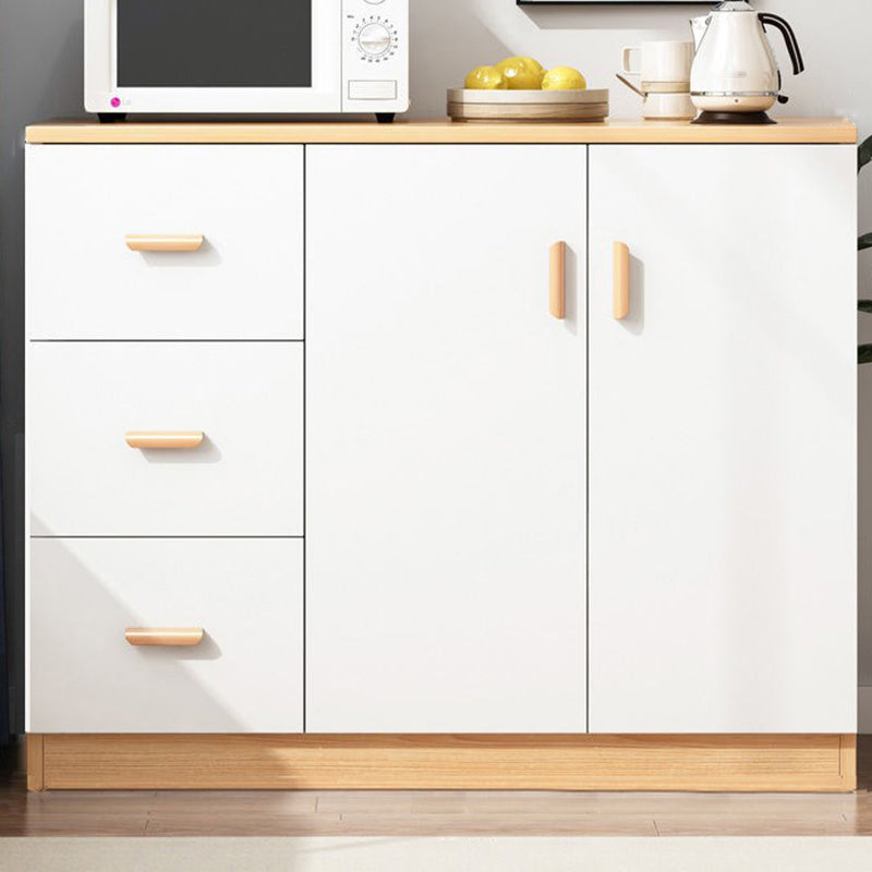 Artificial Wood Kitchen Sideboard Cabinet Modern Credenza with Drawers and Storage 39"L x 14"W x 39"H Natural Wood White Clearhalo 'buffet_sideboard' 'Buffets & Sideboards' 'furn' 'furn_buffet_sideboard' 'Furniture' 'furniture_buffet_sideboard' 'Kitchen & Dining Furniture' 4993558