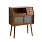 Minimalism Wood Cupboard Glass Doors Kitchen Sideboard for Living Room 31.5"L x 11.8"W x 40.6"H Walnut Clearhalo 'buffet_sideboard' 'Buffets & Sideboards' 'furn' 'furn_buffet_sideboard' 'Furniture' 'furniture_buffet_sideboard' 'Kitchen & Dining Furniture' 4993579