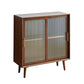 Minimalism Wood Cupboard Glass Doors Kitchen Sideboard for Living Room 28"L x 16"W x 36"H Walnut Clearhalo 'buffet_sideboard' 'Buffets & Sideboards' 'furn' 'furn_buffet_sideboard' 'Furniture' 'furniture_buffet_sideboard' 'Kitchen & Dining Furniture' 4993580