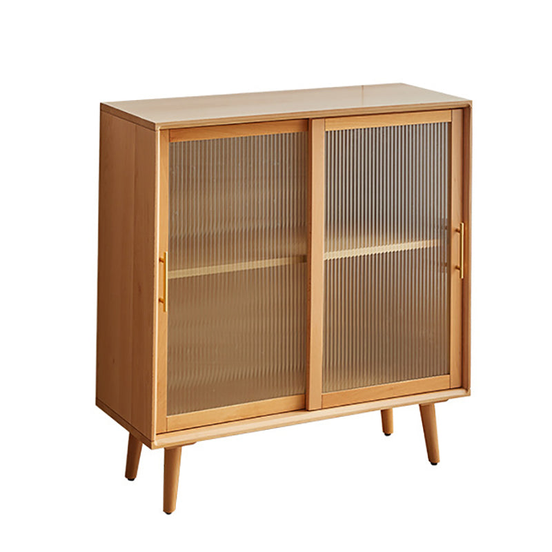 Minimalism Wood Cupboard Glass Doors Kitchen Sideboard for Living Room 28"L x 16"W x 36"H Natural Clearhalo 'buffet_sideboard' 'Buffets & Sideboards' 'furn' 'furn_buffet_sideboard' 'Furniture' 'furniture_buffet_sideboard' 'Kitchen & Dining Furniture' 4993588