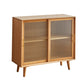 Minimalism Wood Cupboard Glass Doors Kitchen Sideboard for Living Room 39"L x 16"W x 36"H Natural Clearhalo 'buffet_sideboard' 'Buffets & Sideboards' 'furn' 'furn_buffet_sideboard' 'Furniture' 'furniture_buffet_sideboard' 'Kitchen & Dining Furniture' 4993590