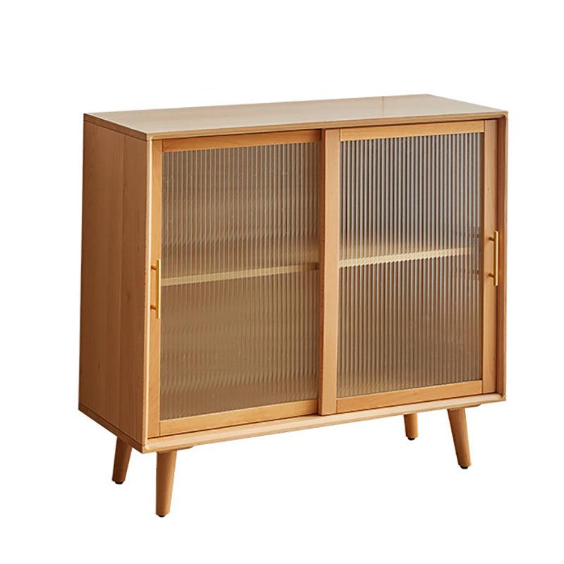 Minimalism Wood Cupboard Glass Doors Kitchen Sideboard for Living Room 39"L x 16"W x 36"H Natural Clearhalo 'buffet_sideboard' 'Buffets & Sideboards' 'furn' 'furn_buffet_sideboard' 'Furniture' 'furniture_buffet_sideboard' 'Kitchen & Dining Furniture' 4993590
