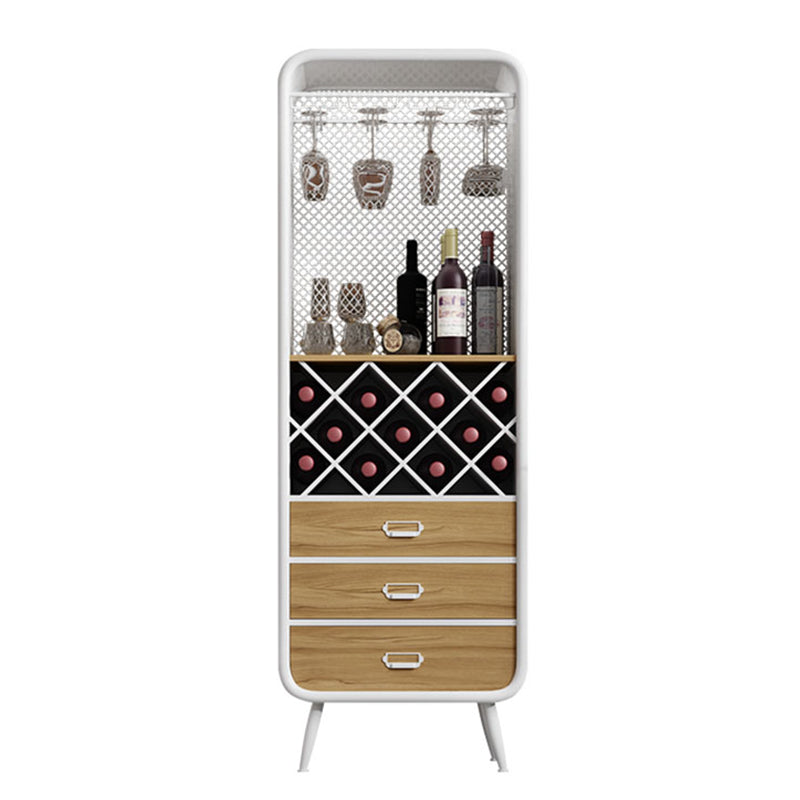 Modern 3-Drawer Wood Sideboard Open Storage Buffet Table with Wine Rack for Living Room 26"L x 15"W x 67"H White Clearhalo 'buffet_sideboard' 'Buffets & Sideboards' 'furn' 'furn_buffet_sideboard' 'Furniture' 'furniture_buffet_sideboard' 'Kitchen & Dining Furniture' 4993602