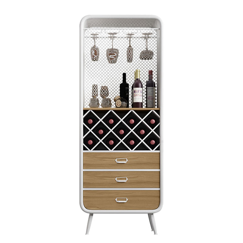 Modern 3-Drawer Wood Sideboard Open Storage Buffet Table with Wine Rack for Living Room 22"L x 15"W x 67"H White Clearhalo 'buffet_sideboard' 'Buffets & Sideboards' 'furn' 'furn_buffet_sideboard' 'Furniture' 'furniture_buffet_sideboard' 'Kitchen & Dining Furniture' 4993604