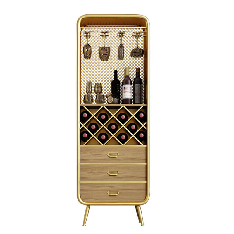 Modern 3-Drawer Wood Sideboard Open Storage Buffet Table with Wine Rack for Living Room 26"L x 15"W x 67"H Gold Clearhalo 'buffet_sideboard' 'Buffets & Sideboards' 'furn' 'furn_buffet_sideboard' 'Furniture' 'furniture_buffet_sideboard' 'Kitchen & Dining Furniture' 4993613
