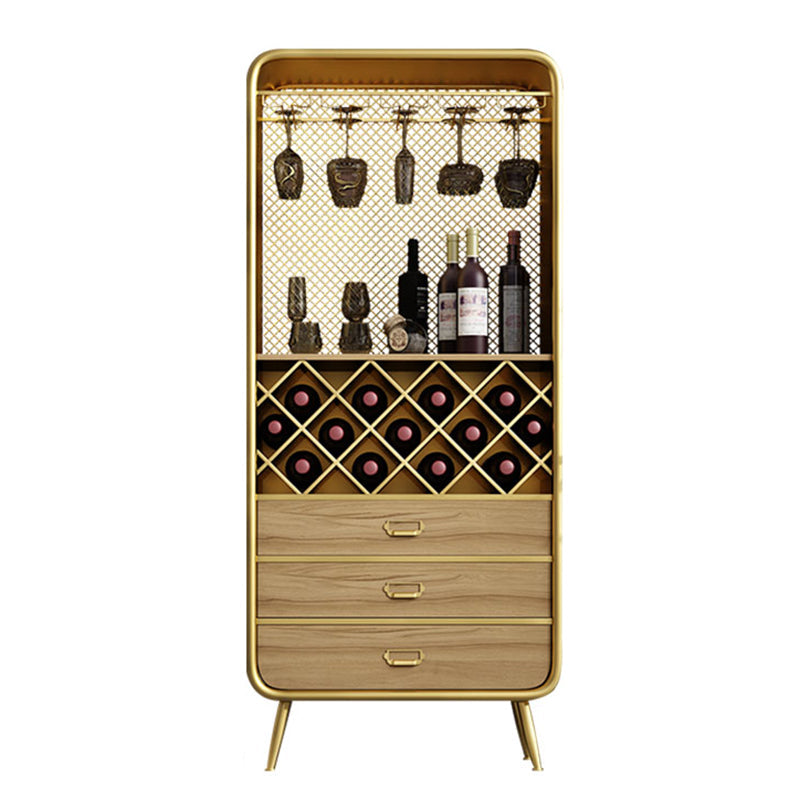Modern 3-Drawer Wood Sideboard Open Storage Buffet Table with Wine Rack for Living Room 30"L x 15"W x 67"H Gold Clearhalo 'buffet_sideboard' 'Buffets & Sideboards' 'furn' 'furn_buffet_sideboard' 'Furniture' 'furniture_buffet_sideboard' 'Kitchen & Dining Furniture' 4993617